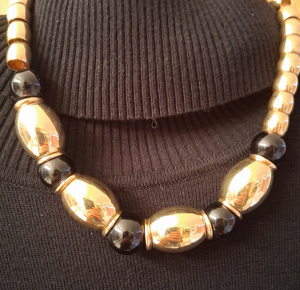 Napier Gold and Black Beaded Necklace